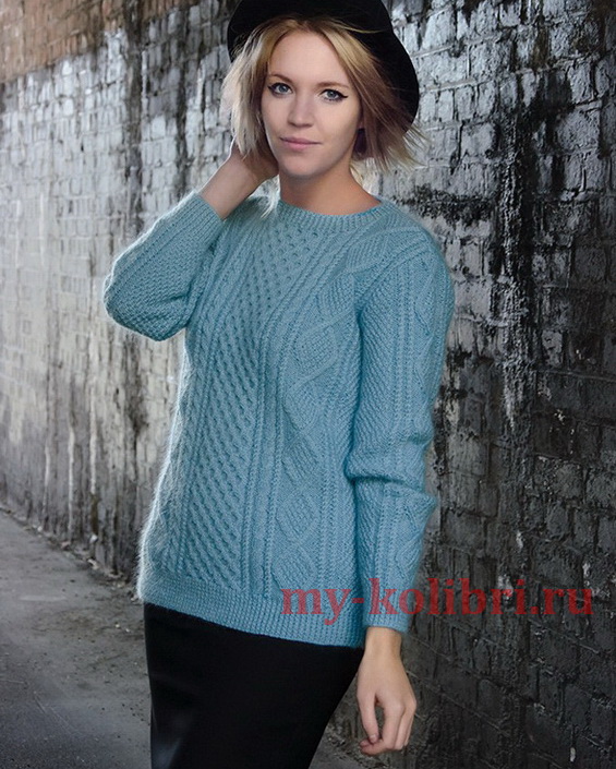 Модный свитер спицами «Grit» от Kim Hargreaves