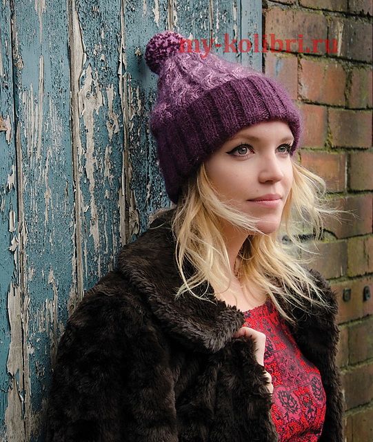 Зимняя шапочка спицами с косами | Вязание Шапок - Модные и Новые Модели