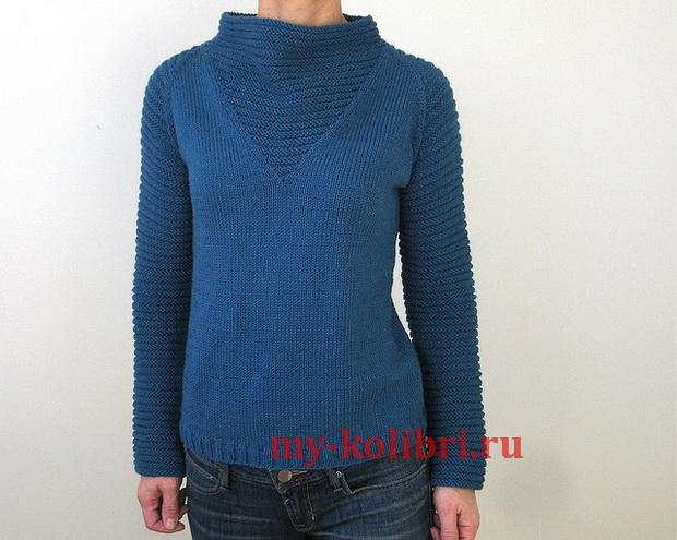 Молодежный свитер спицами платочной вязкой «Space Girl»_7