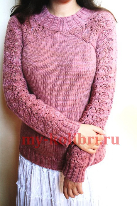 Женский свитер спицами «Цветение»: схема и описание вязания