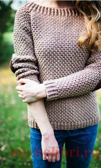 Стильный пуловер спицами Elbow Patches фото_1